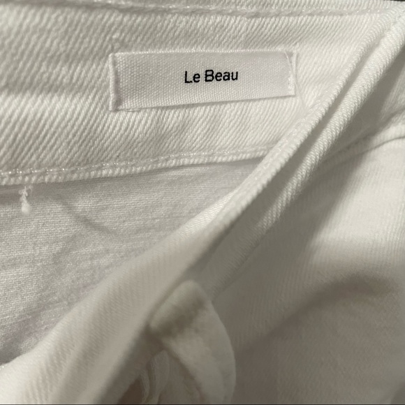 Frame  Le Beau Ripped Straight Leg Boyfriend Jeans In Blanc Drive Rips - Picture 9 of 9